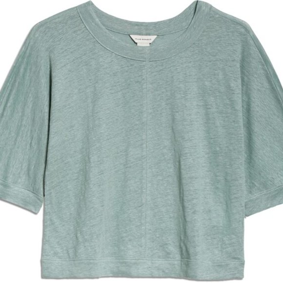 Club Monaco Green Linen Boxy Tee - Picture 2 of 7